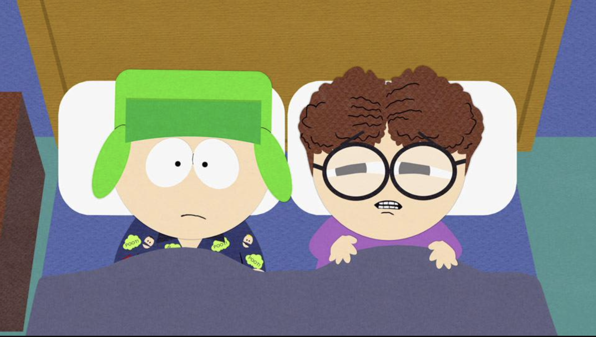 Kyle Broflovski and Kyle Schwartz lying side by side